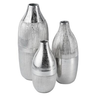 Vase set of 3 silver 20.5 / 25 / 31 cm