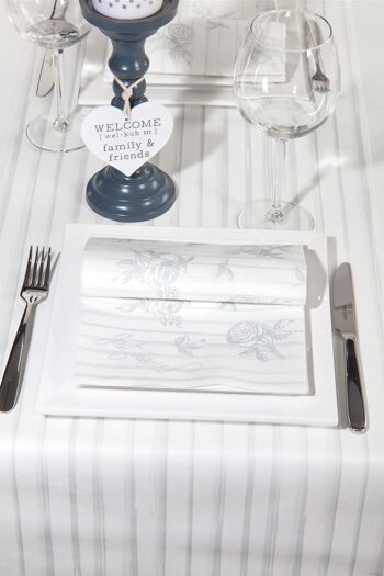 Chemin de table rayures de mariage en gris de Linclass® Airlaid 40 cm x 4,80 m, 1 pièce 2