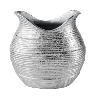 Vase métal argenté bulbeux 27 cm