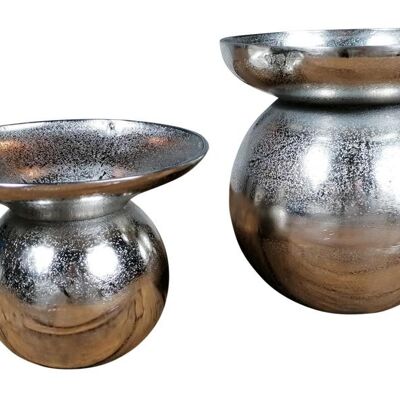 Vase set of 2 silver 19 / 21 cm