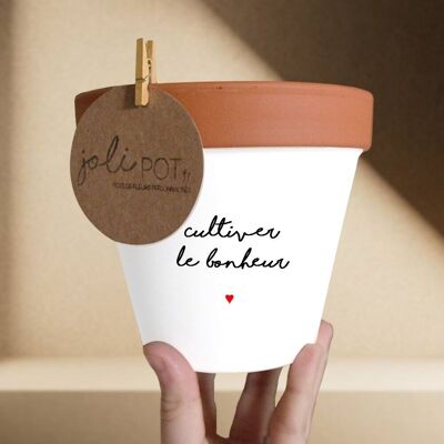 Flower pot, cache-pot "Cultivate happiness ♥"