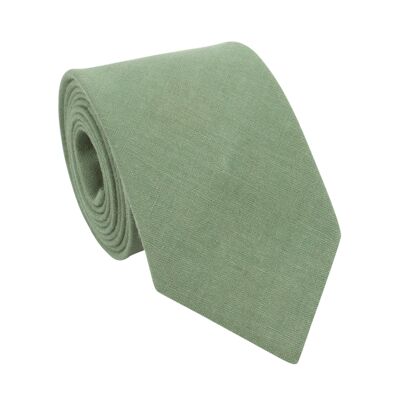 Corbata lino verde arcilla