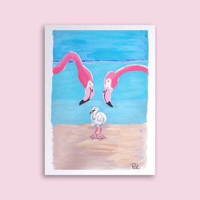 Karte Flamingo Trio