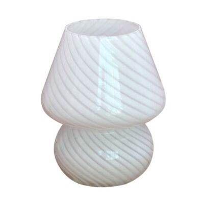 Lampe en verre avec motif en blanc