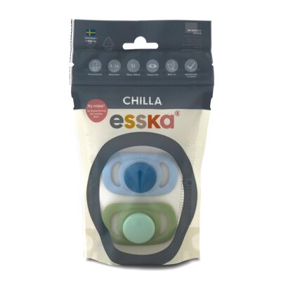 Soother Chilla Silicone 2-p Green/blue