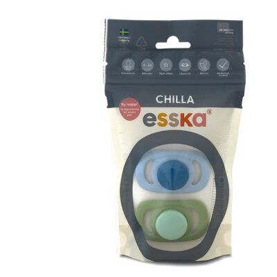 Soother Chilla Silicone 2-p Green/blue