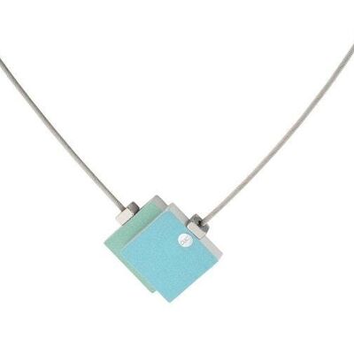 Halskette Zwei Quadrate C142 - Blau | Grün