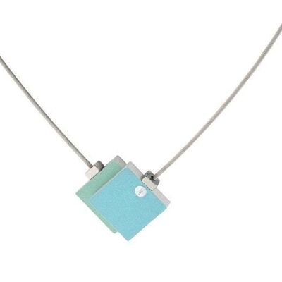 Halskette Zwei Quadrate C142 - Blau | Grün