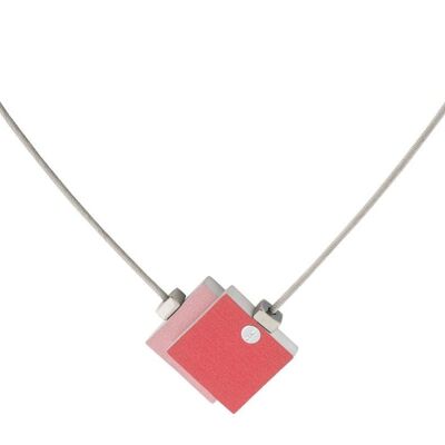 Collier Twee vierkantjes C142 - Rood | Roze