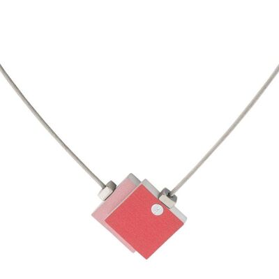 Halskette Zwei Quadrate C142 - Rot | Rosa