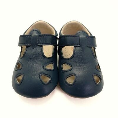 Zapatitos de bebé en piel Archie Navy - Talla 23