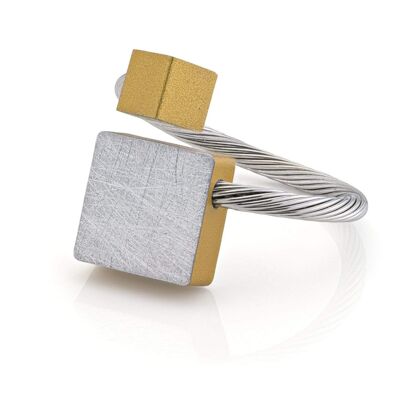 Ring vierkant en kubusje fits most R7 - Goud|Geel|Mat