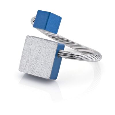 Ring vierkant en kubusje fits most R7 - Blauw|Mat