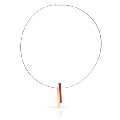 Collier twee staafjes C239 - Rood