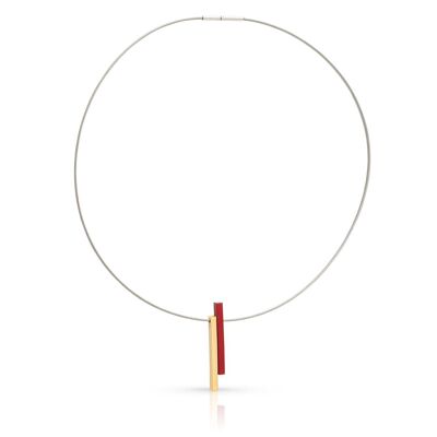 Necklace two bars C239 - Red