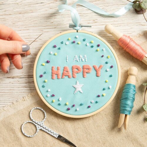 I am Happy Beginner Embroidery Kit