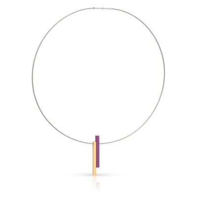 Necklace two bars C239 - Purple