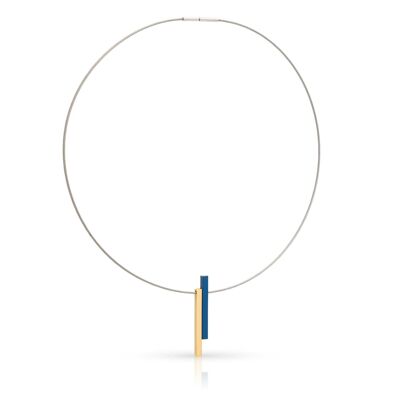 Necklace two bars C239 - Blue