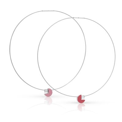 Collier rond avec carré C236 - Rouge | Rose