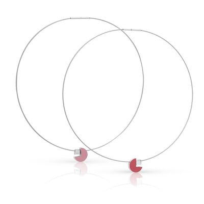 Necklace Round with square C236 - Red | Pink