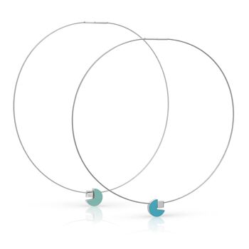 Collier rond avec carré C236 - Bleu | Vert
