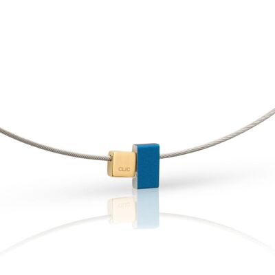 Necklace of colored rectangles C235 - Blue