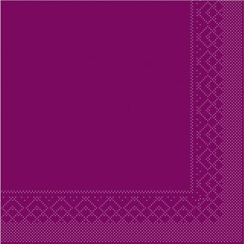 Serviette en tissu aubergine 40 x 40 cm, 3 plis, 20 pièces