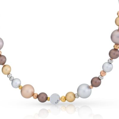 Collier van vele bolletjes brons|goud|zilver C234