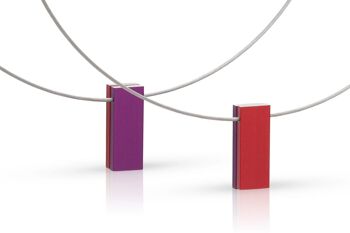 Collier deux rectangles colorés violet | rouge C232PR 1