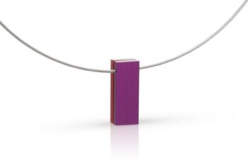 Collier deux rectangles colorés violet | rouge C232PR 2