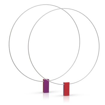 Collier deux rectangles colorés violet | rouge C232PR 5