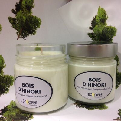 BOUGIE PARFUMEE CIRE 100 % VEGETALE SOJA - 180 G BOIS D'HINOKI