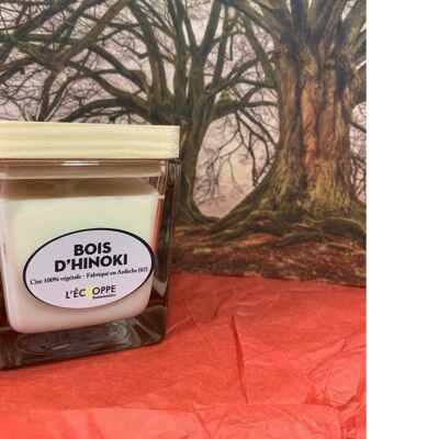 SCENTED CANDLE 100% VEGETABLE SOYA WAX - 8X8 190 G HINOKI WOOD