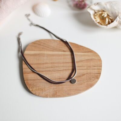 Valentine - Silver with Chocolate cord