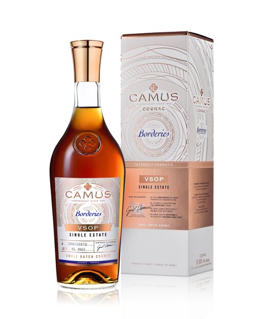 CAMUS Cognac VSOP Borderies Single Estate - Production limitée, bouteille numérotée - 70cl 40° - Avec coffret