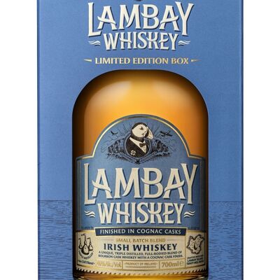 LAMBAY Small Batch Blend Whiskey - Whiskey Irlandais Triplement Distillé - 40° 70cl - Fruité & Non Tourbé - Avec coffret