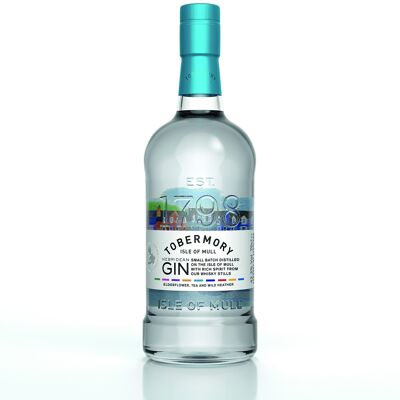 TOBERMORY Hebridean Gin - Artisanal Gin - Teilweise Verwendung von Tobermory Whisky Destillat - Isle of Mull - 43,3% 70cl