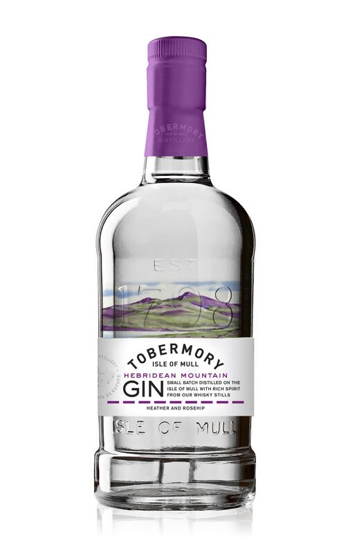 TOBERMORY Hebridean Mountain Gin - Gin Artisanal - Édition limitée - Utilisation partielle du distillat de whisky Tobermory - Île de Mull - 43.3% 70cl