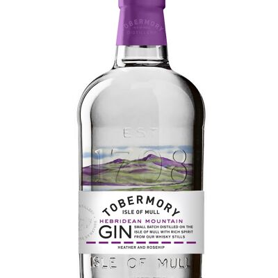 TOBERMORY Hebridean Mountain Gin - Gin Artisanal - Édition limitée - Utilisation partielle du distillat de whisky Tobermory - Île de Mull - 43.3% 70cl