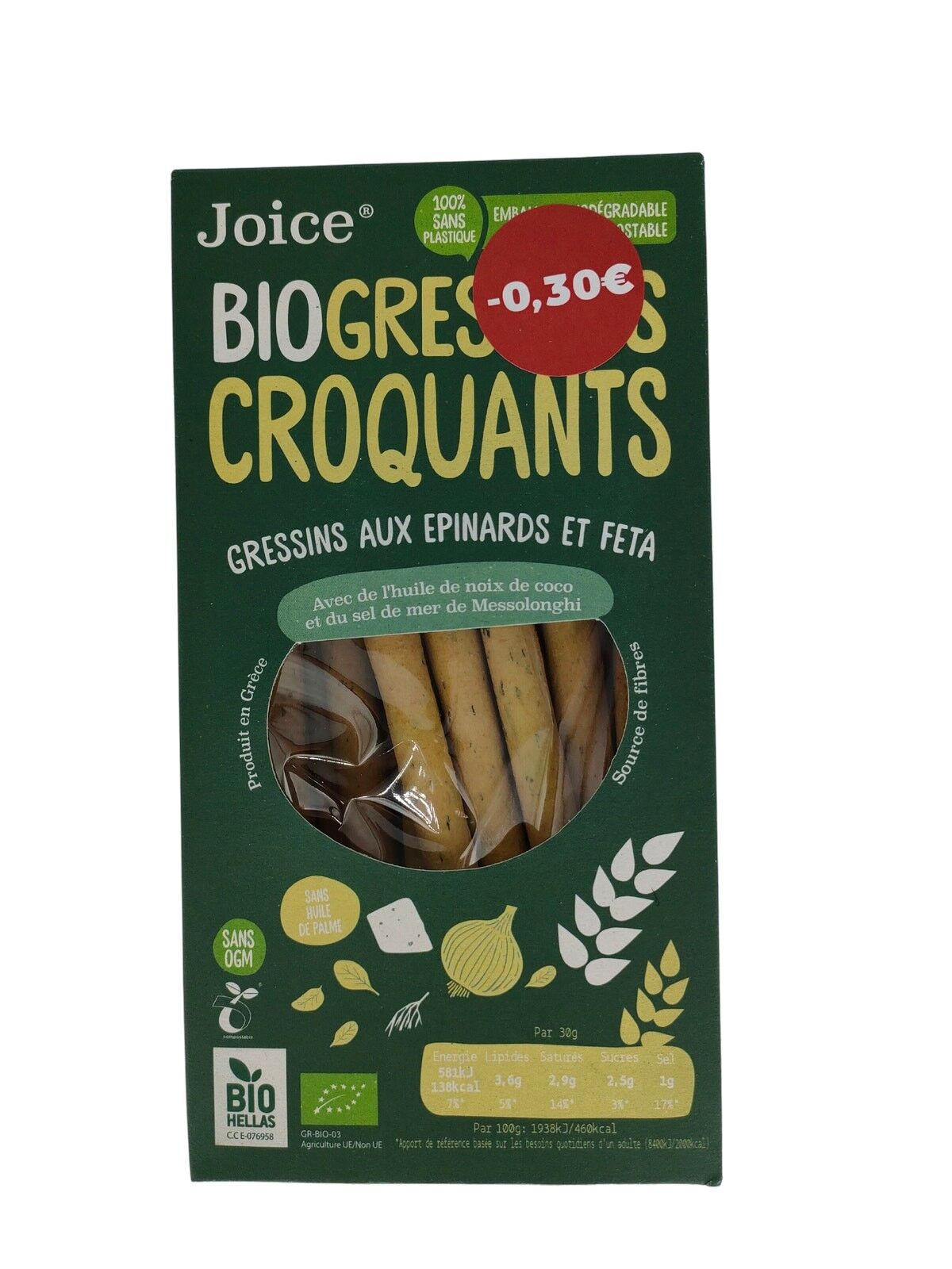 Buy wholesale ORGANIC Breadsticks Spinach+Feta PROMO €0.30 + 30