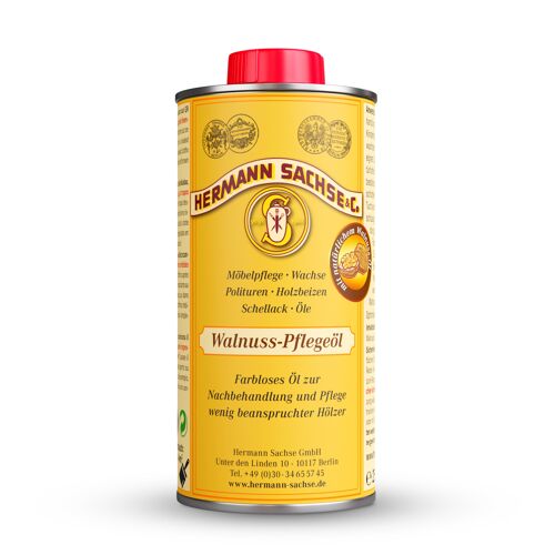 Walnut care oil for the initial and subsequent treatment of less stressed interior wood surfaces