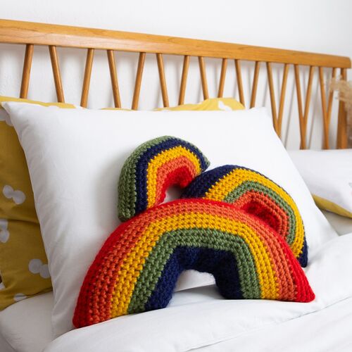 Rainbow Cushion Set Crochet Kit - Bright