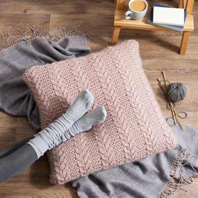 Kit de tricot pour housse de coussin câble géant