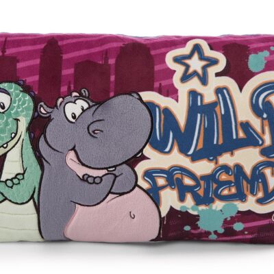 Coussin crocodile & hippopotame rectangulaire 43x25cm Vert