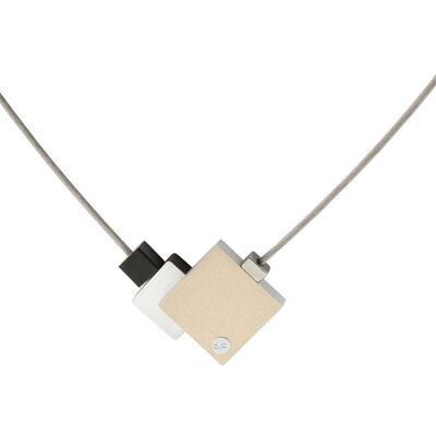 Necklace Four squares C145 - Sand Gold | Anthracite