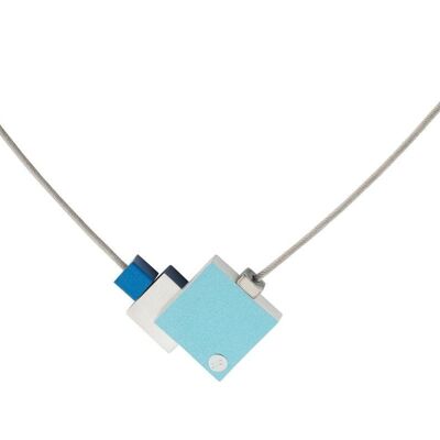 Collier Quatre carrés C145 - Bleu | Vert
