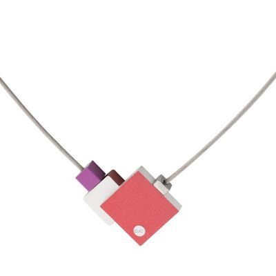 Halskette Vier Quadrate C145 - Rot | Rosa
