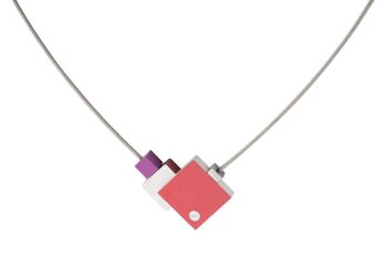 Collier Quatre carrés C145 - Rouge | Rose 1