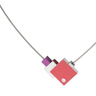 Necklace Four squares C145 - Red | Pink