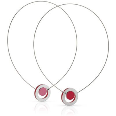Necklace Colored circle in a ring C216 - Red | Pink
